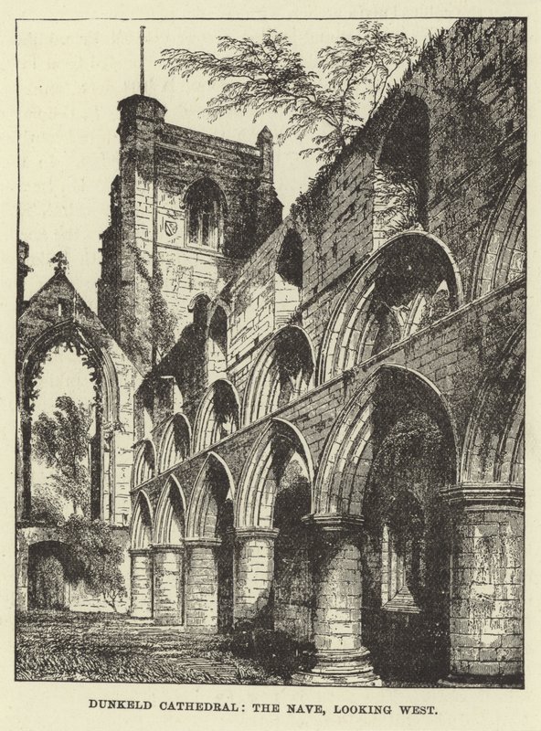 Catedral de Dunkeld, a nave, olhando para o oeste de English School