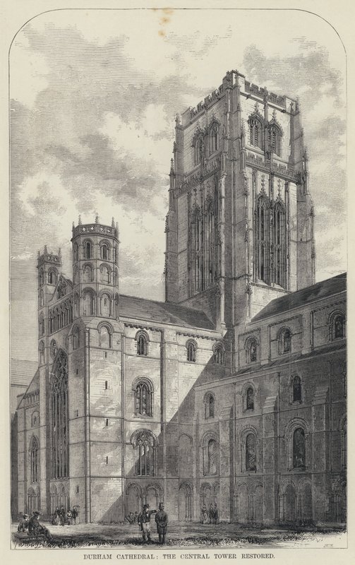 Catedral de Durham, a Torre Central Restaurada (gravura) de English School