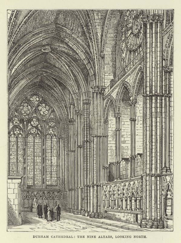 Catedral de Durham, os Nove Altares, olhando para o norte de English School