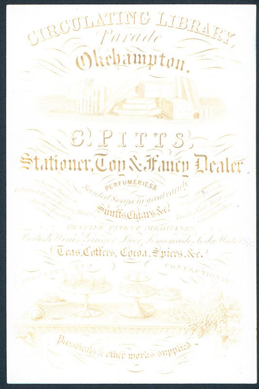 E Pitts, papelaria, comerciante e comerciante de fantasia, cartão de comércio de English School