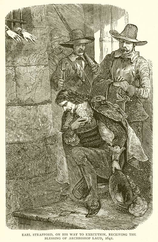 Earl Strafford, em seu Caminho para a Execução, recebendo a Bênção do Arcebispo Laud, 1641 de English School