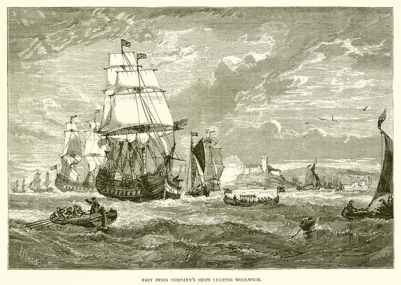 Navios da East India Company deixando Woolwich (1623) de English School