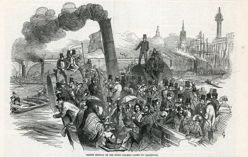 Segunda-feira de Páscoa no rio Tamisa - indo para Greenwich de English School