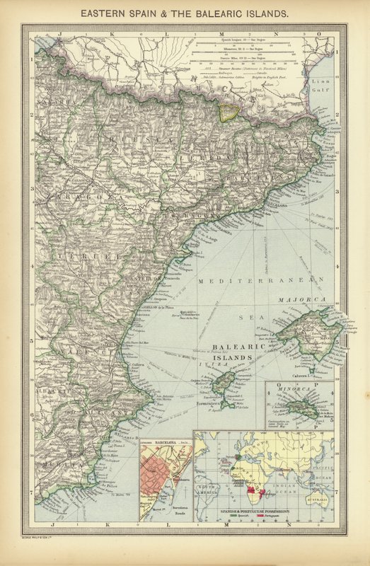 Espanha Oriental e Ilhas Baleares (cor litho) de English School