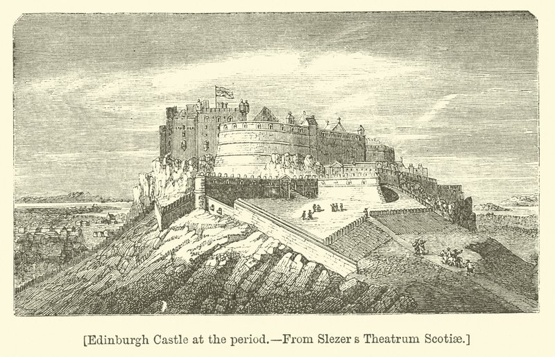 Castelo de Edimburgo no Período (gravura) de English School