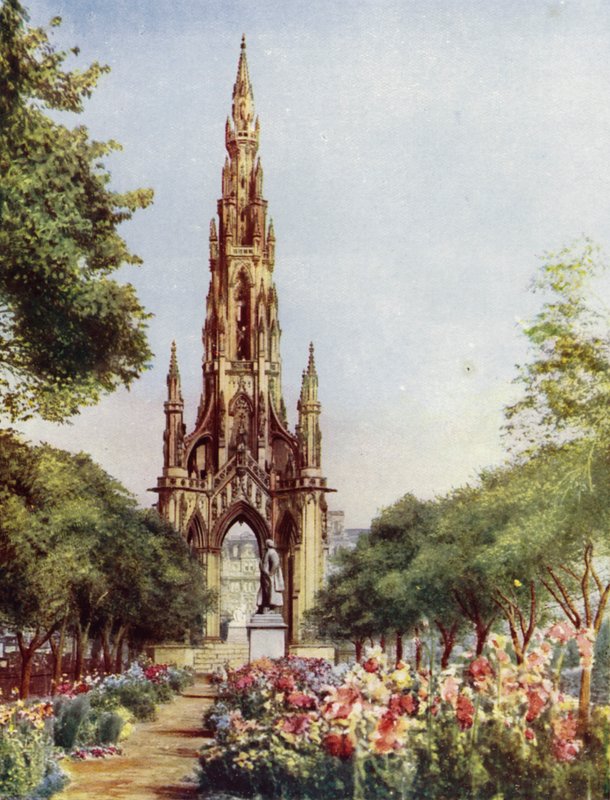 Edimburgo, Monumento de Sir Walter Scott (cor litho) de English School