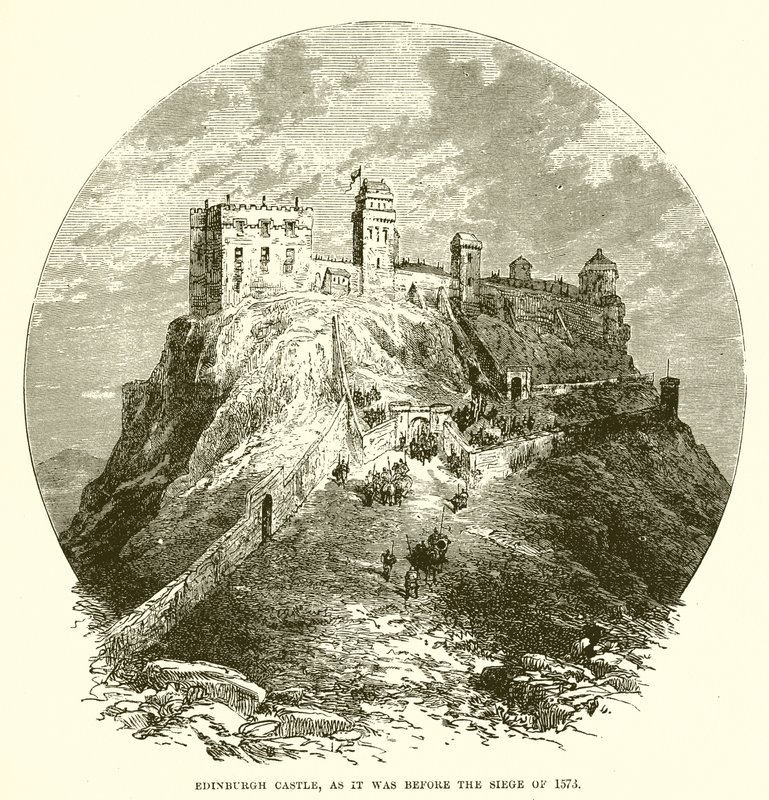 Castelo de Edimburgo, como era antes do cerco de 1573 de English School