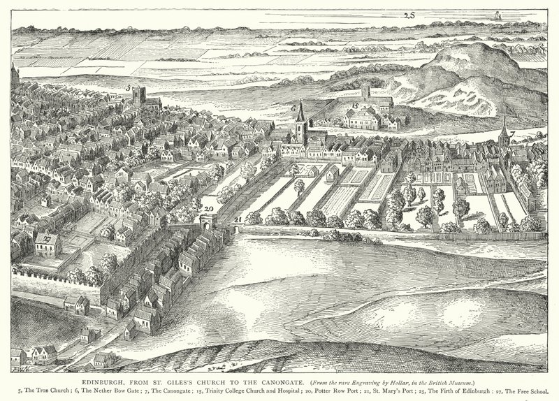 Edimburgo, da Igreja de São Giles até ao Canongate (gravura) de English School