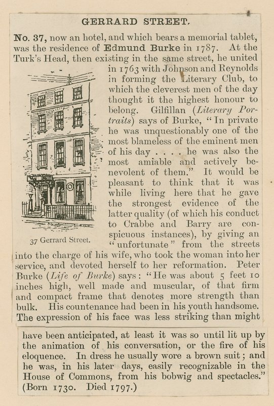 Edmund Burke e 37 Gerrard Street de English School