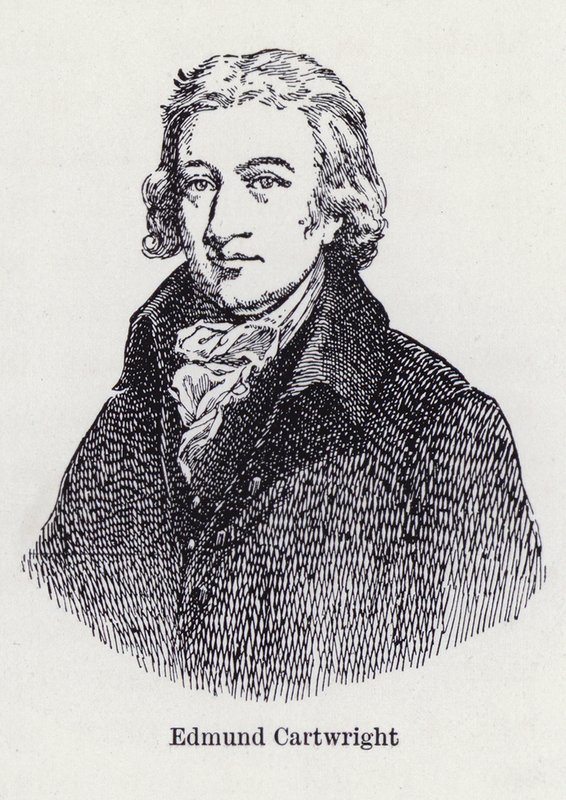 Edmund Cartwright, inventor inglês do tear eléctrico (litho) de English School