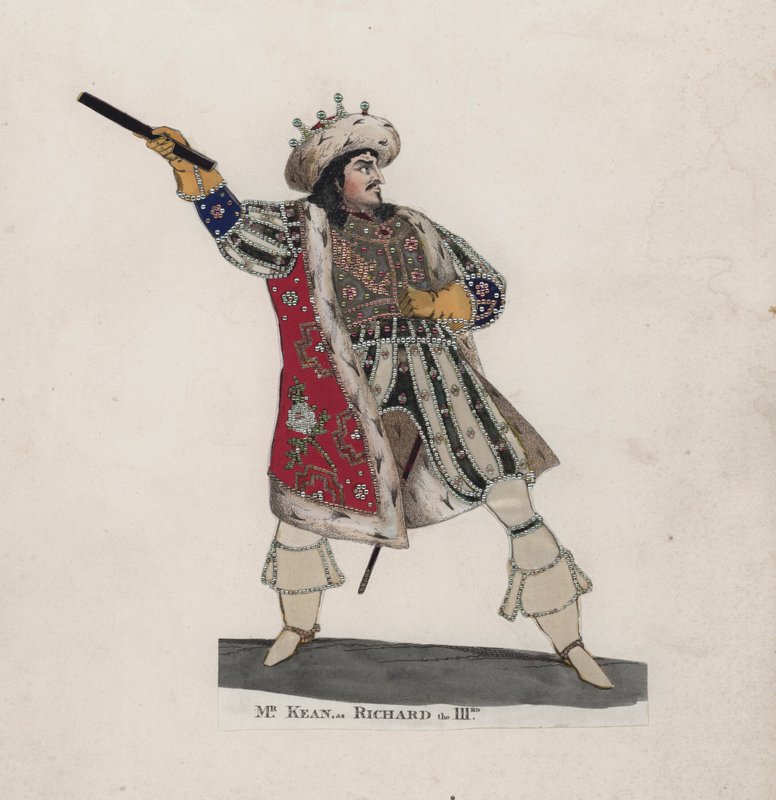 Edmund Kean como Rei Ricardo III (gravura colorida) de English School