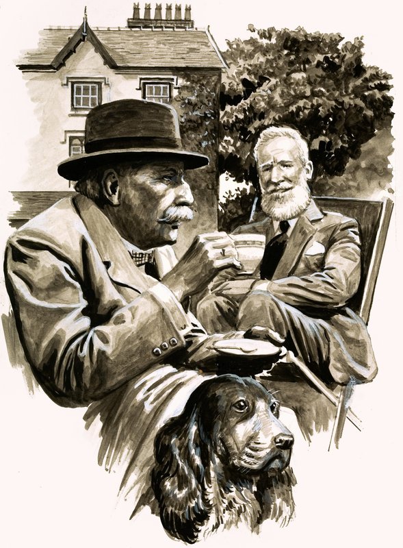 Edward Elgar e George Bernard Shaw tomando chá de English School