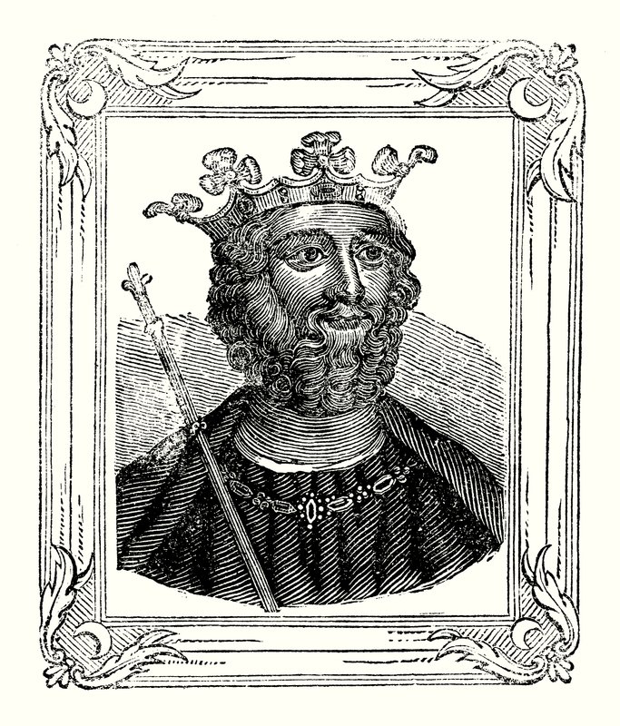Eduardo II nasceu em 1284, foi coroado em 1308, e assassinado em 1328 (gravura). de English School