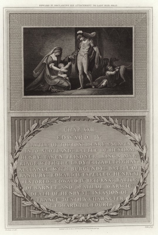 Edward IV declarando seu apego à Lady Eliz Grey de English School