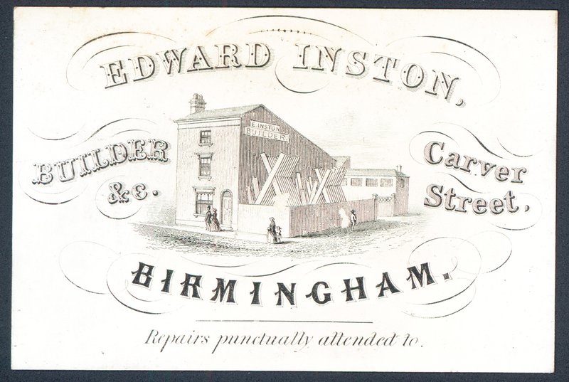 Edward Inston, construtor, cartão comercial de English School