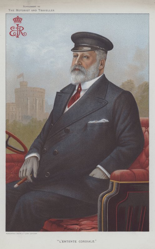 Eduardo VII, Rei da Grã-Bretanha (lito colorido) de English School