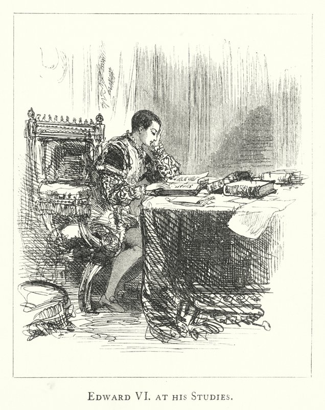 Eduardo VI em seus Estudos (gravura) de English School