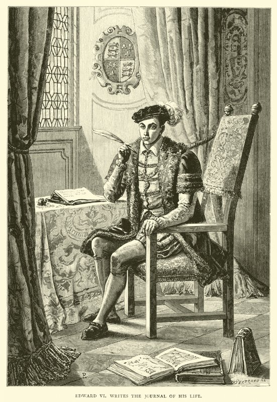 Edward VI escreve o diário de sua vida de English School