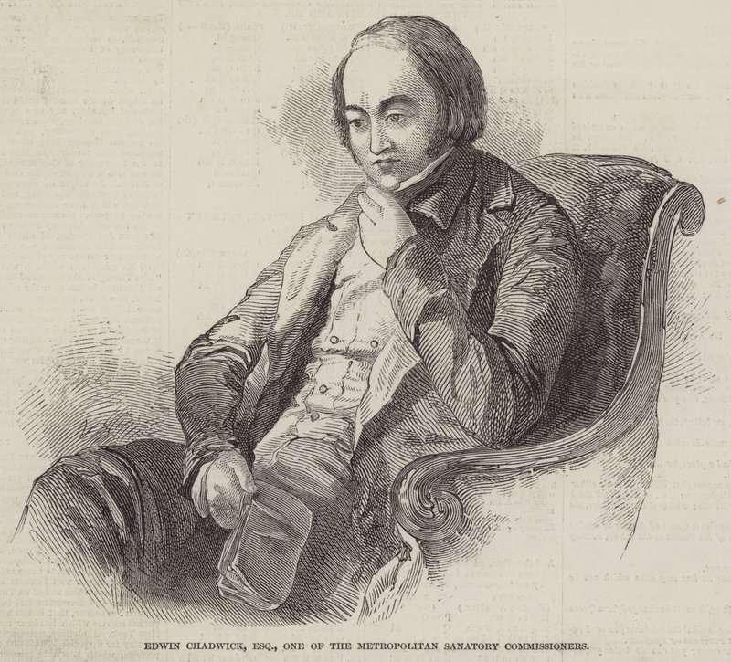 Edwin Chadwick, Esquire, um dos Comissários do Sanatório Metropolitano (gravura) de English School