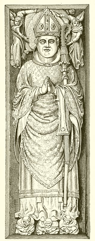 Efígie de William de Wykeham em seu túmulo na Catedral de Winchester de English School