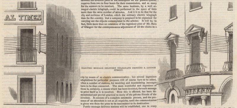 Entrega de mensagem elétrica telegrafa atravessando uma rua de Londres de English School