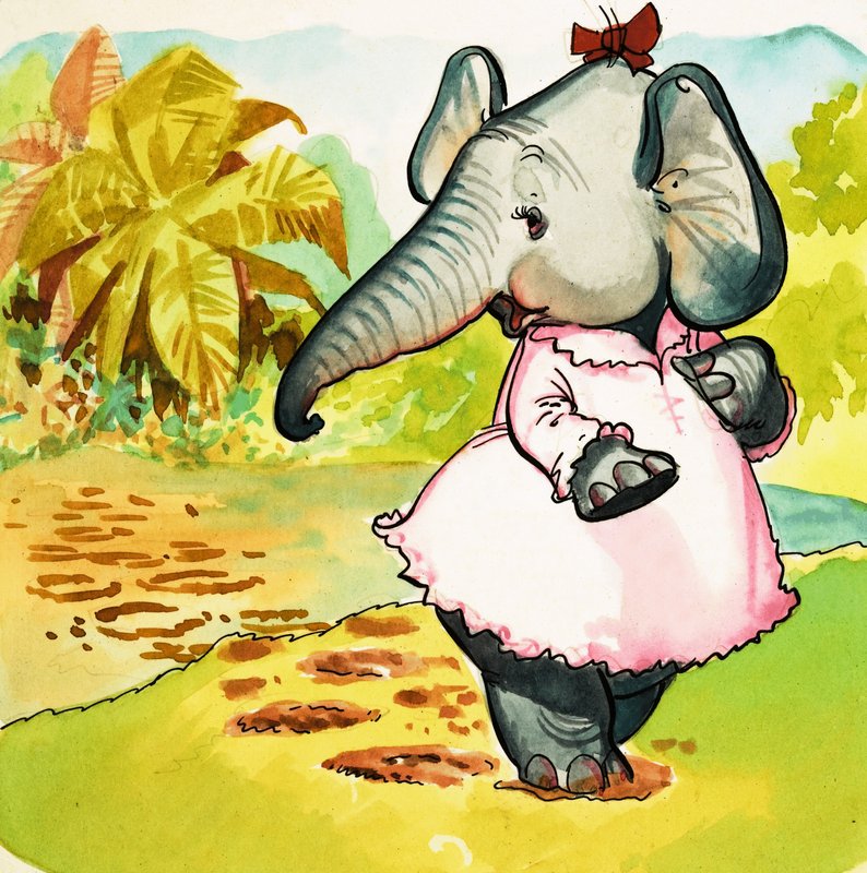 Elefante em um vestido de English School