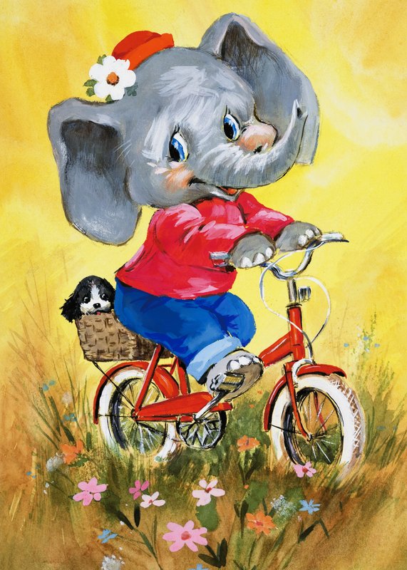 Elefante em uma bicicleta de English School
