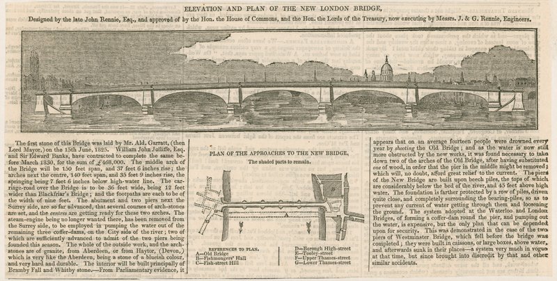 Elevação e Plano da Nova Ponte de Londres de English School