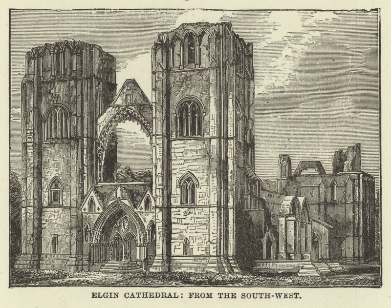 Catedral de Elgin, do sudoeste de English School