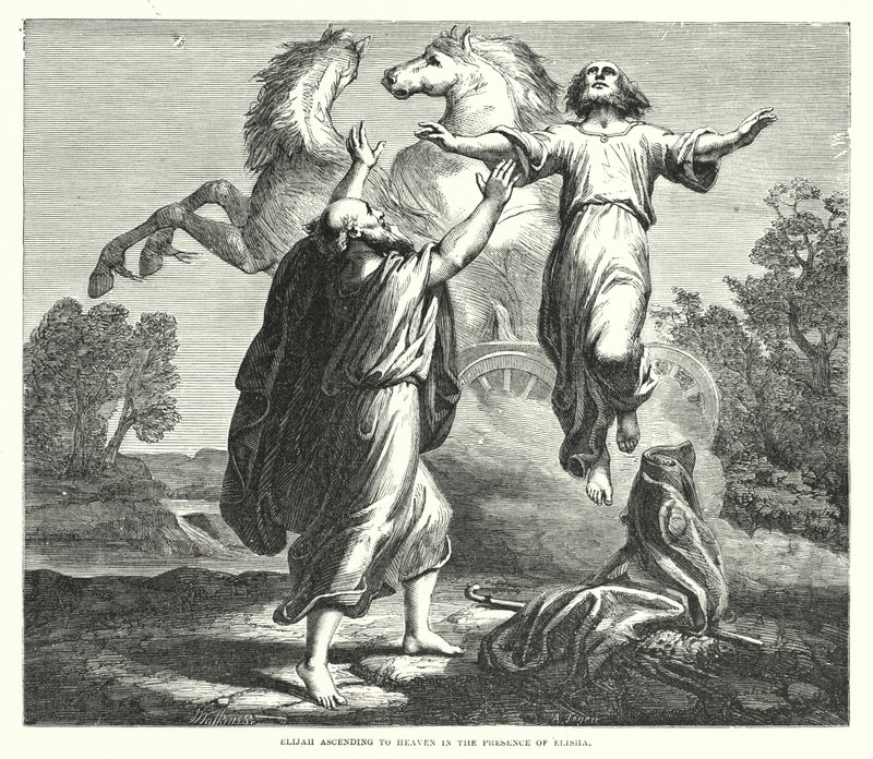 Elias ascendendo ao céu na presença de Elisha (gravura) de English School