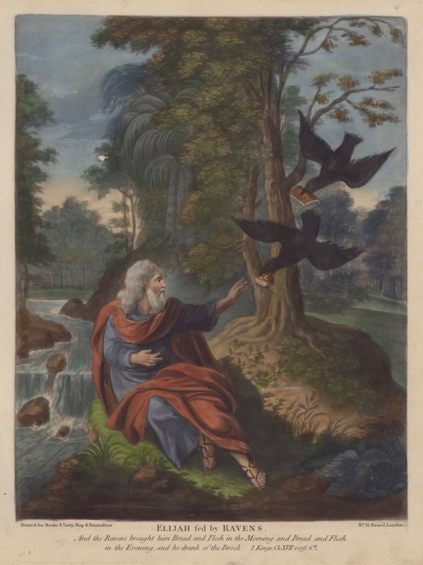Elijah alimentado por Ravens (cor litho) de English School