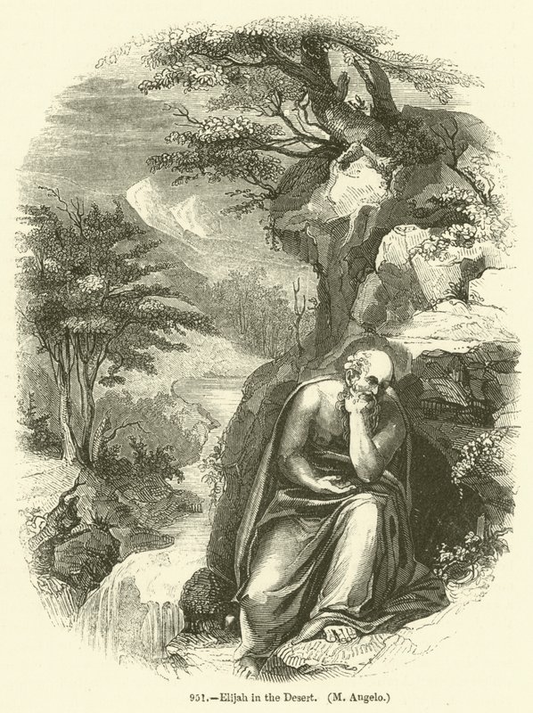 Elijah no Deserto, M Angelo (gravura) de English School