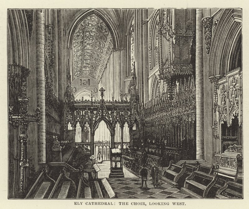 Ely Cathedral, o coro, olhando para o oeste de English School