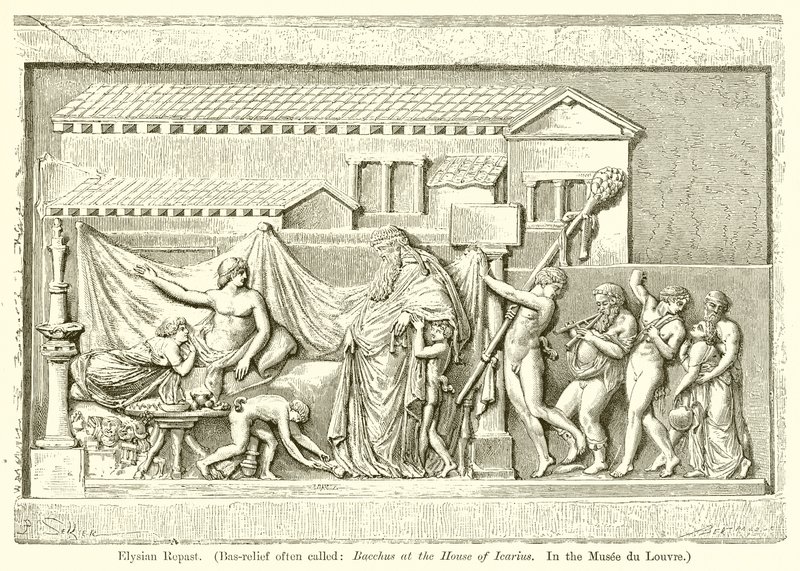 Elysian Repast. (Baixo-relevo freqüentemente chamado: Baco na Casa de Ícario. No Museu do Louvre) de English School