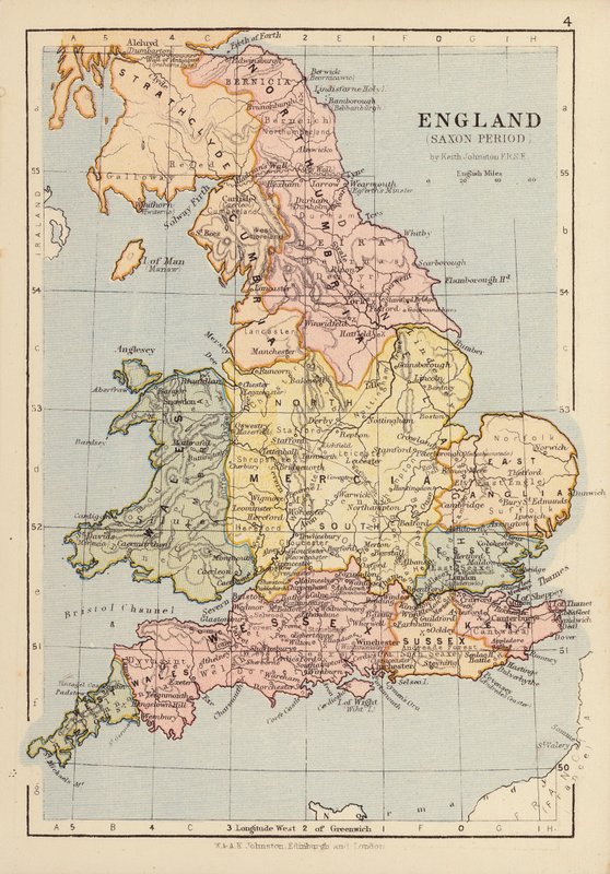 Inglaterra, Período Saxónico (litografia a cores) de English School