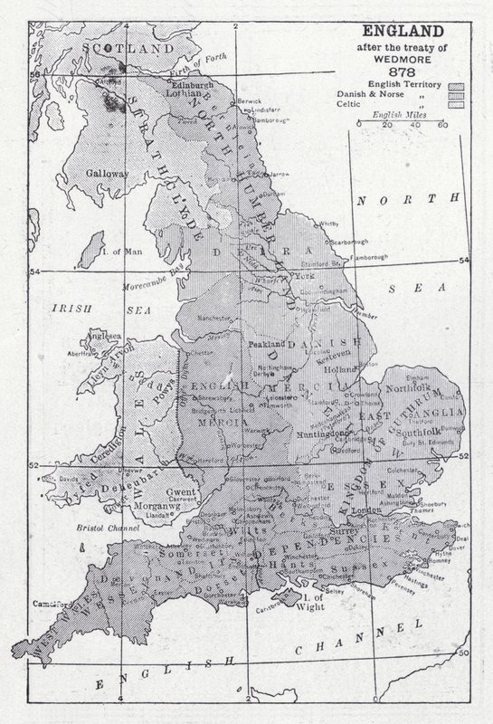 Inglaterra após o tratado de Wedmore 878 (litho) de English School