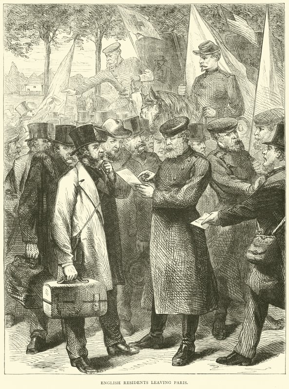 Residentes ingleses saindo de Paris em outubro de 1870 de English School