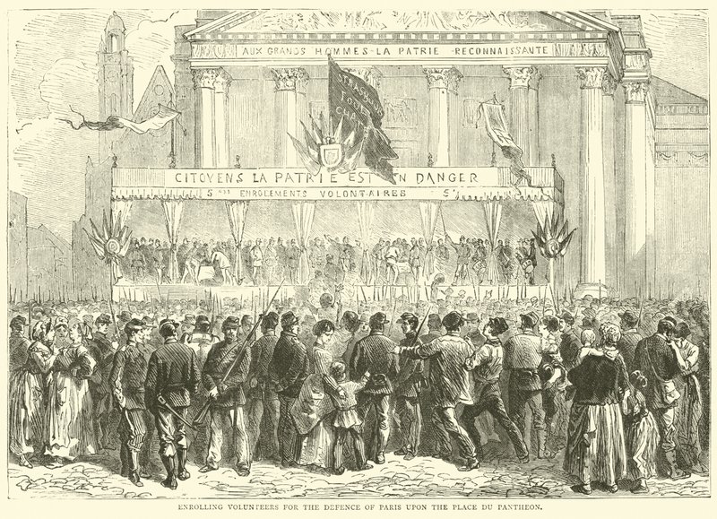 Inscrição de voluntários para a defesa de Paris na Place du Pantheon, outubro de 1870 de English School