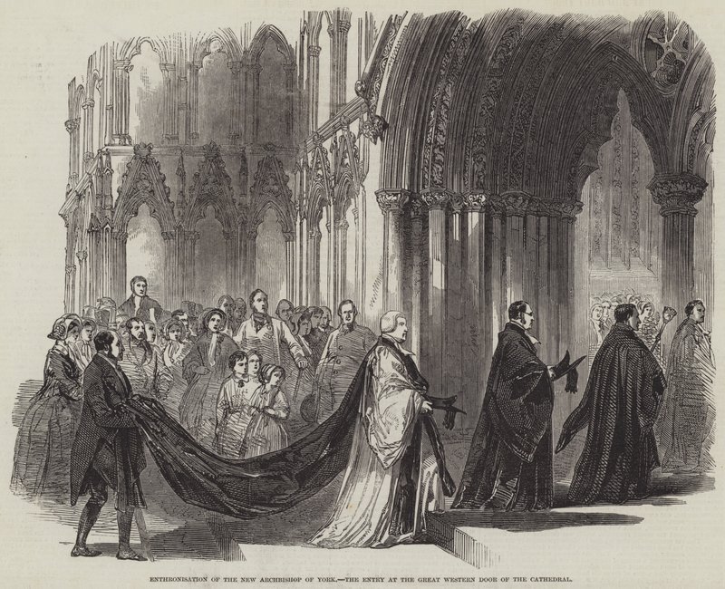 Encronização do Novo Arcebispo de York, a Entrada na Grande Porta Ocidental da Catedral (gravura) de English School