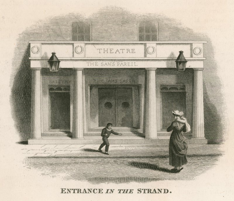 Entrada, em, a, costa, de, a, sans pareil, teatro, (Adelphi, Theatre), londres de English School