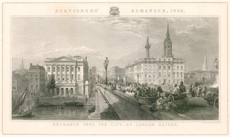 Entrada na cidade, pela ponte de Londres de English School