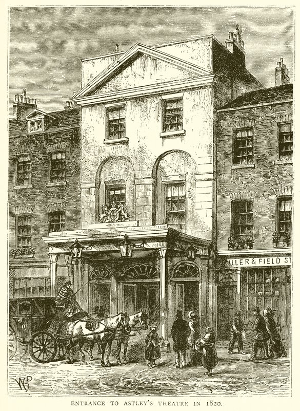 Entrada para o Astleys Theatre em 1820 de English School