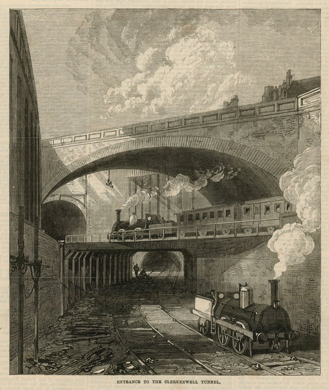 Entrada, para, a, Clerkenwell, túnel de English School