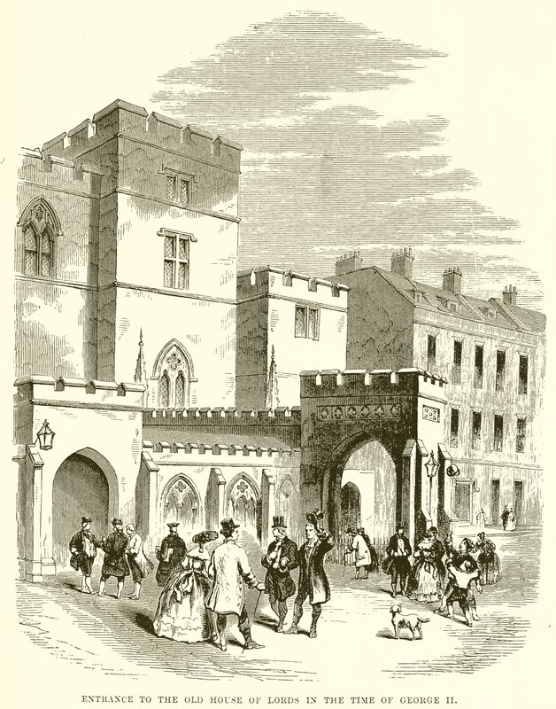 Entrada para a antiga Câmara dos Lordes no tempo de George II de English School