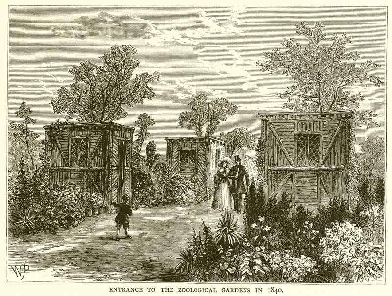Entrada para os jardins zoológicos em 1840 de English School