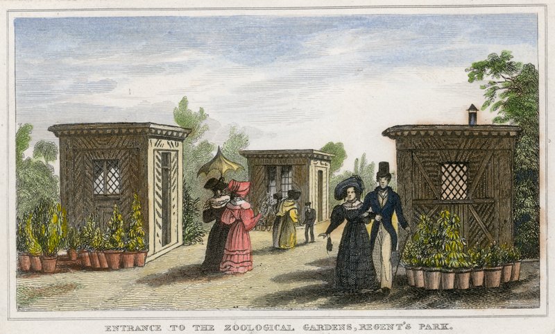 Entrada para os jardins zoológicos, Regents Park de English School