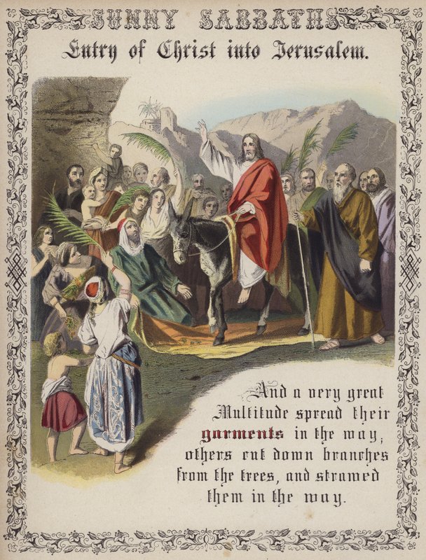 Entrada de Cristo em Jerusalém (gravura colorida) de English School