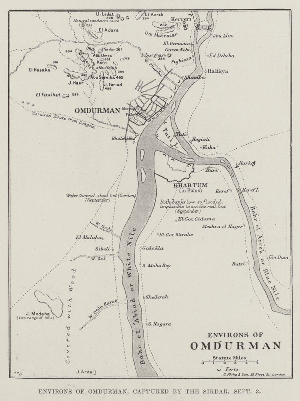 Envirões de Omdurman, capturados pelo Sirdar, 3 de Setembro (gravura) de English School