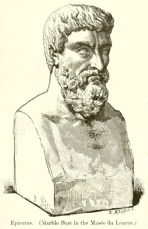 Epicuro. (Busto de mármore no Museu do Louvre) (gravura) de English School