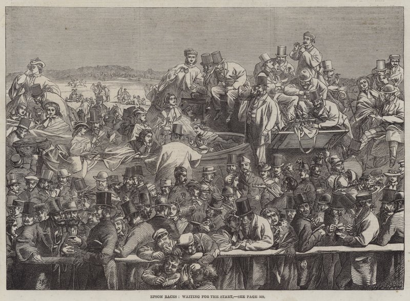 Epsom Races, à espera do Início (gravura) de English School